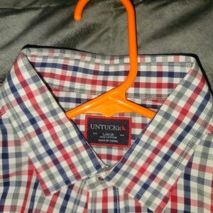 UNTUCKit Men's Checkered Red, White, and Blue Shirt